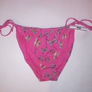 Victoria Secret PINK Swim Bikini Bottom XL Pink Butterfly Side Tie String New